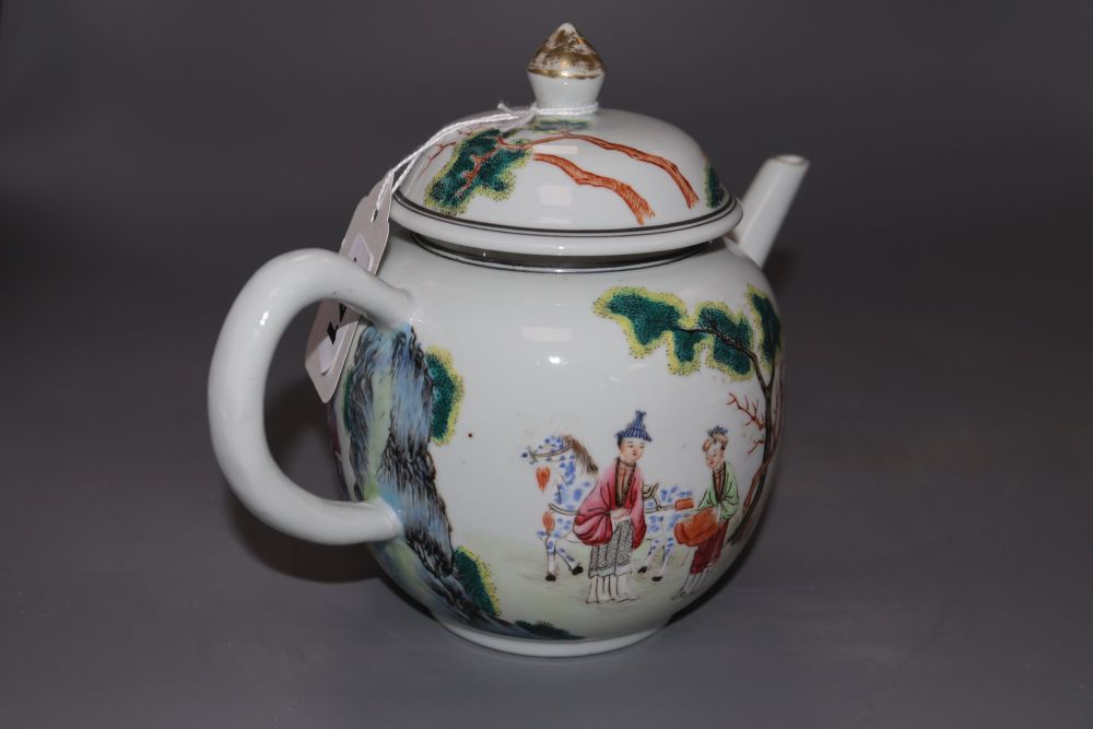 A Chinese famille rose teapot and cover, height 16cmCONDITION: Wear to the gold paint on the - Image 4 of 6