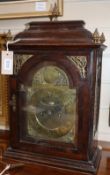 A brass and mahogany bracket clock, with verge movement, signed Assellins of London, height 48cm