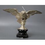 A silvered metal 'owl' car mascot, height 15cm