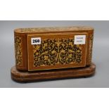 A Sorrento ware music box, length 32cm