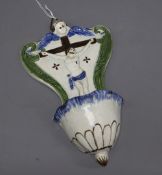 An early 19th century pearlware holy water scoop, length 24cmCONDITION: Some light crazing, there is