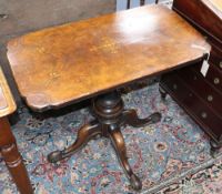 A Victorian inlaid walnut occasional table, W.78cm, D.43cm, H.69cm