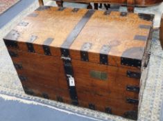 A Victorian iron bound oak silver chest, formerly owned by Sir James Hay, W.93cm, D.52cm, H.