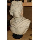 A composition bust of Apollo, marked 912 to the reverse, height 49cm