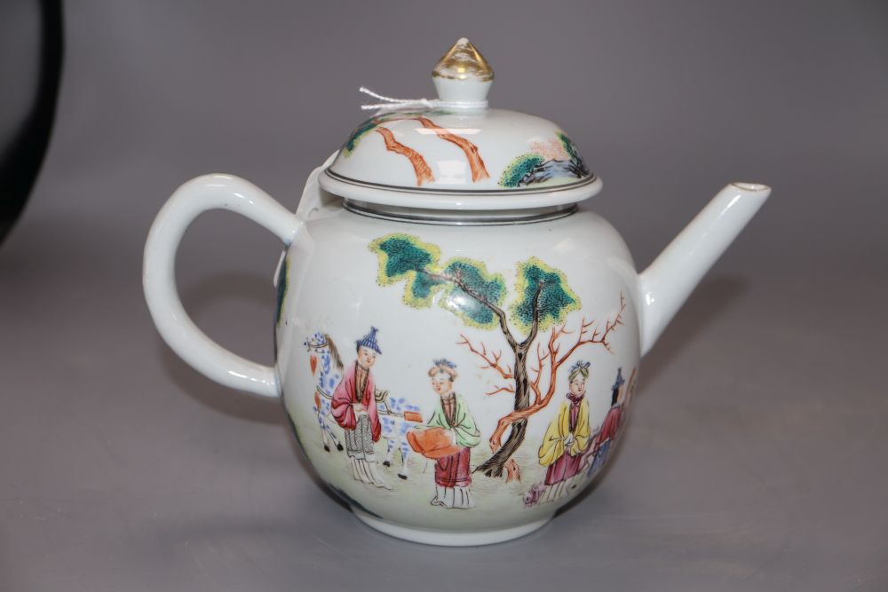 A Chinese famille rose teapot and cover, height 16cmCONDITION: Wear to the gold paint on the - Image 3 of 6