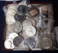 A collection of South African silver coins and Rhodesian