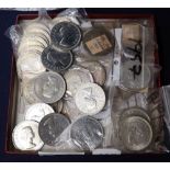 A collection of South African silver coins and Rhodesian