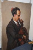 Sangnomy, oil on canvas, Portrait of a cellist, signed, 92 x 72cm, unframedCONDITION: Honest