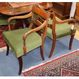 A set of eight Regency and later mahogany dining chairs (two with arms)