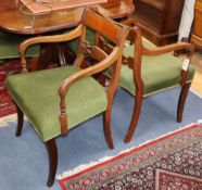 A set of eight Regency and later mahogany dining chairs (two with arms)