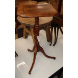 A Victorian style rectangular yew wine table on tripod base, H.70cm