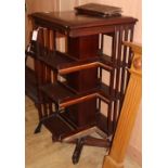 An Edwardian mahogany revolving bookcase (in need of restoration), W.55cm, H.116cm.