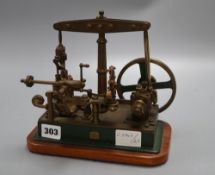 A brass model of a beam engine, height 21cm