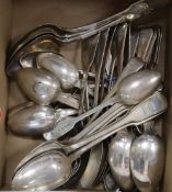 Thirty six items of mainly 19th century silver dessert and tablespoons, various patterns, dates
