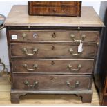 A small George III mahogany chest with brushing slide, W.76cm, D.45cm, H.81cmCONDITION: Overall a