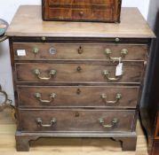 A small George III mahogany chest with brushing slide, W.76cm, D.45cm, H.81cmCONDITION: Overall a