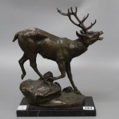 After Prosper Lecourtier. A bronze stag, height 31cm