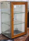 A 1930's table top display cabinet, W.37cm, D.31cm, H.61cm
