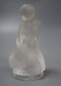 A Lalique figure of a lady and a swan, height 12cm