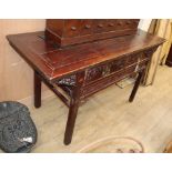 A Chinese carved wood altar table, W.160cm, D.63cm, H.90cm