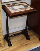 A Victorian specimen rosewood marble top rectangular occasional table, W.49cm, D.39cm, H.75cm