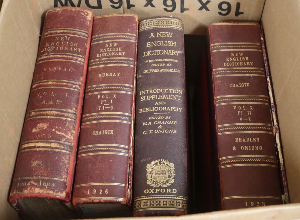 Craigie, 'New English Dictionary' Vol X Part 1 and 2, and 13 volumes by Murray