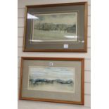 John Doyle, two watercolours, Thameside houses and Italian landscape, signed and dated 77/76, 24 x