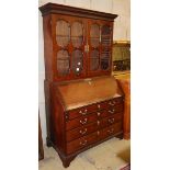 A George III mahogany bureau bookcase, W.107cm, D.56cm, H.196cmCONDITION: Overall has a good rich
