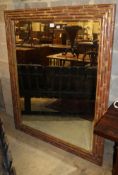 A large bamboo effect wall mirror, with bevelled plate, W.122cm, H.153cm