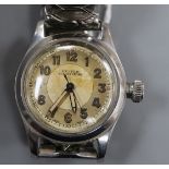 A boy's size 1940's stainless steel Oyster Junior Sport manual wind wrist watch, on associated