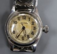 A boy's size 1940's stainless steel Oyster Junior Sport manual wind wrist watch, on associated