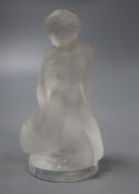 A Lalique figure of a lady and a swan, height 12cm