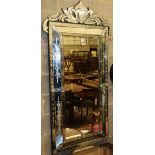 A Venetian etched and bevelled glass framed wall mirror, W.94cm, H.178cm