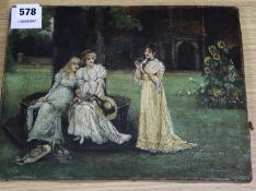 G.S. Bolton (19th C.), oil on canvas, Young ladies in a garden, signed and dated 1894, 23 x 30.