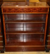 An Edwardian-style inlaid open bookcase, W.88cm, D.32cm, H.96cm