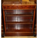 An Edwardian-style inlaid open bookcase, W.88cm, D.32cm, H.96cm