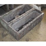 Two composition stone troughs, W.79cm, D.26cm, H.25cm