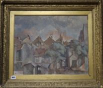 Henry Federer (early BBC scenic designer), oil on board in the Camden style , View of house