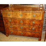 A 19th century German walnut four drawer secretaire chest, W.124cm, D.62cm, H.99cmCONDITION: