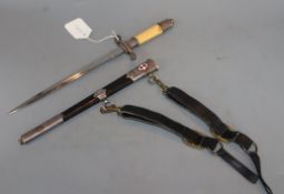 A post WWII Polish army officer's dagger, overall length 37.5cm