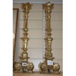 A pair of Florentine style brass pricket candlesticks, height 56cm