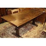 An oak refectory dining table, W.180cm, D.76cm, H.74cm