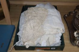 Silk petticoat tape lace blouse, a chemise, various linen etc