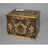 A late 19th century French cut brass and ivory inlaid 'cigares' box, height 14cmCONDITION: There are