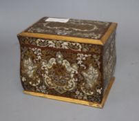 A late 19th century French cut brass and ivory inlaid 'cigares' box, height 14cmCONDITION: There are