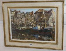 Clive McCartney (b. 1960), 'Boats at Honfleur', oil on board, 42cm x 59cm