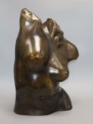 A bronze female torso, signed D. Claveric, height 47cm