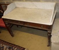 A Victorian marble top pine washstand, W.120cm, D.60cm, H.90cm