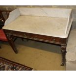 A Victorian marble top pine washstand, W.120cm, D.60cm, H.90cm