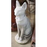 A cast stone garden seated cat ornament, H.78cm